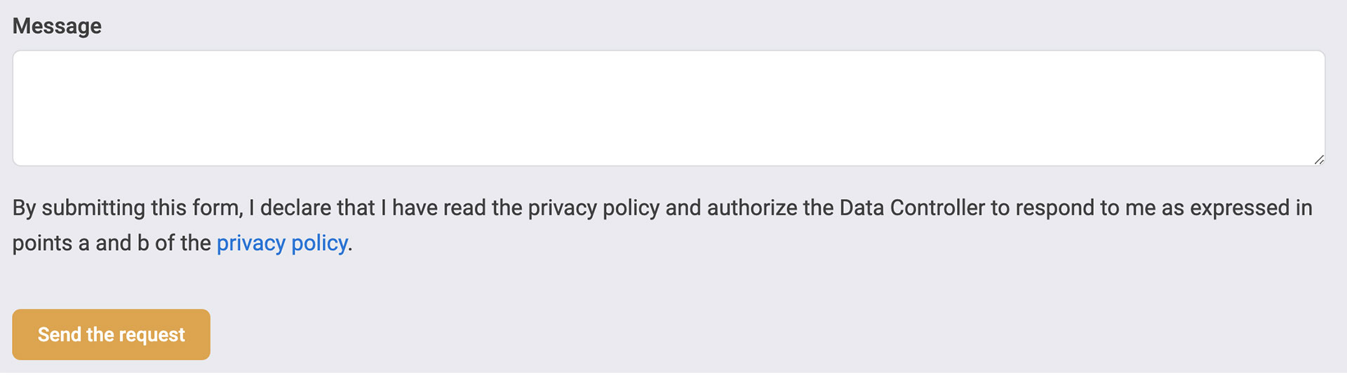 standard privacy policy on contact forms