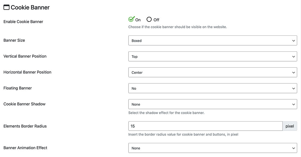 cookie banner options - part 1