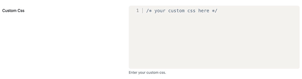 opzione custom css per inserimento css personalizzato